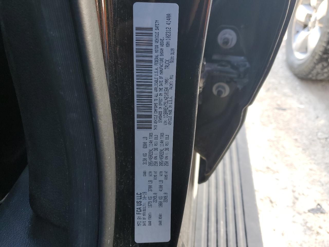 2020 RAM 1500 VIN 1C6RREHT5LN210164 Copart auction photo, front end damage thumbnail 13