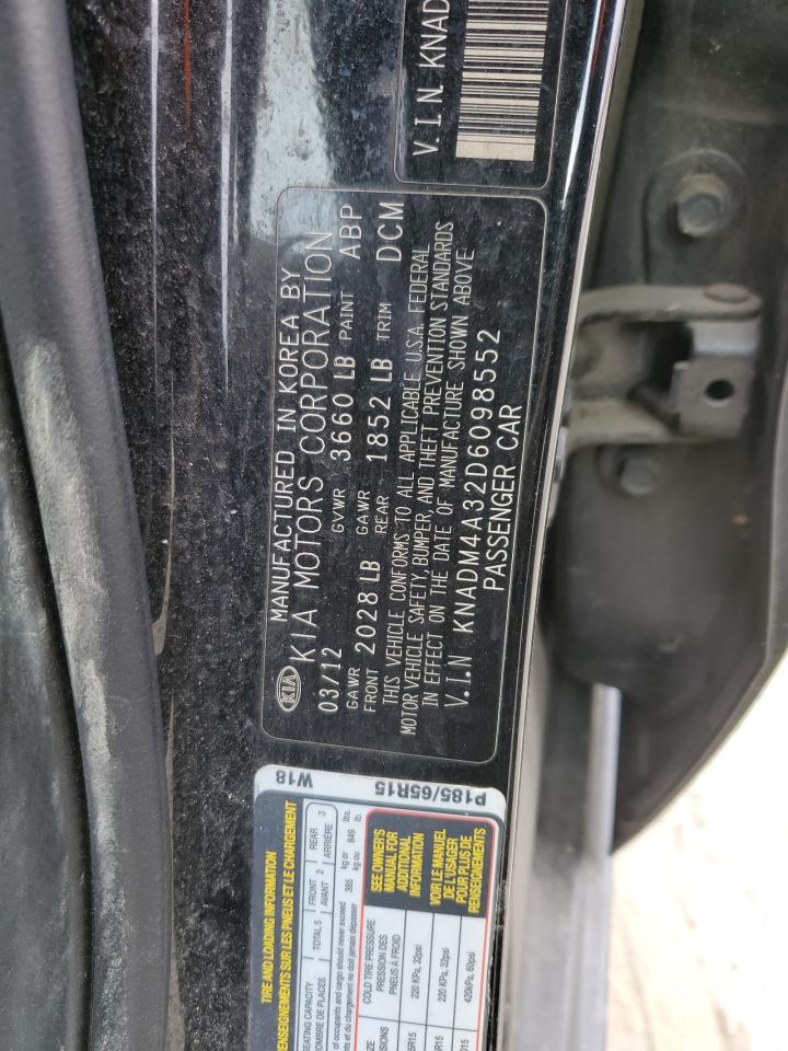 2013 KIA Rio VIN KNADM4A32D6098552 Copart auction photo, front end damage thumbnail 12
