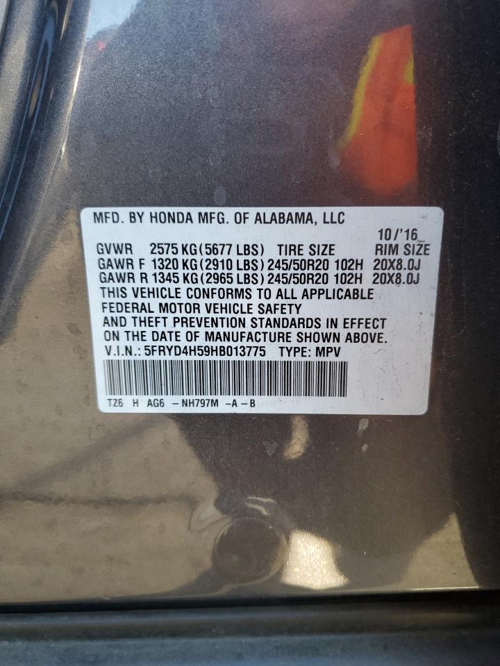 2017 Acura MDX VIN 5FRYD4H59HB013775 Copart auction photo, side / rear end damage thumbnail 14
