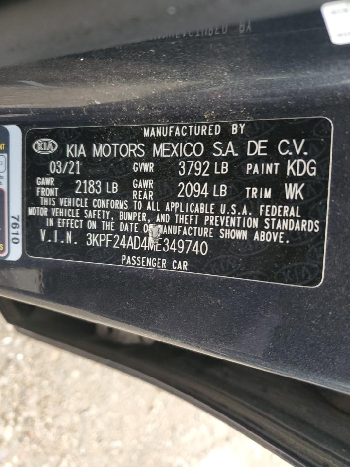 2021 KIA Forte VIN 3KPF24AD4ME349740 Copart auction photo, mechanical damage thumbnail 12
