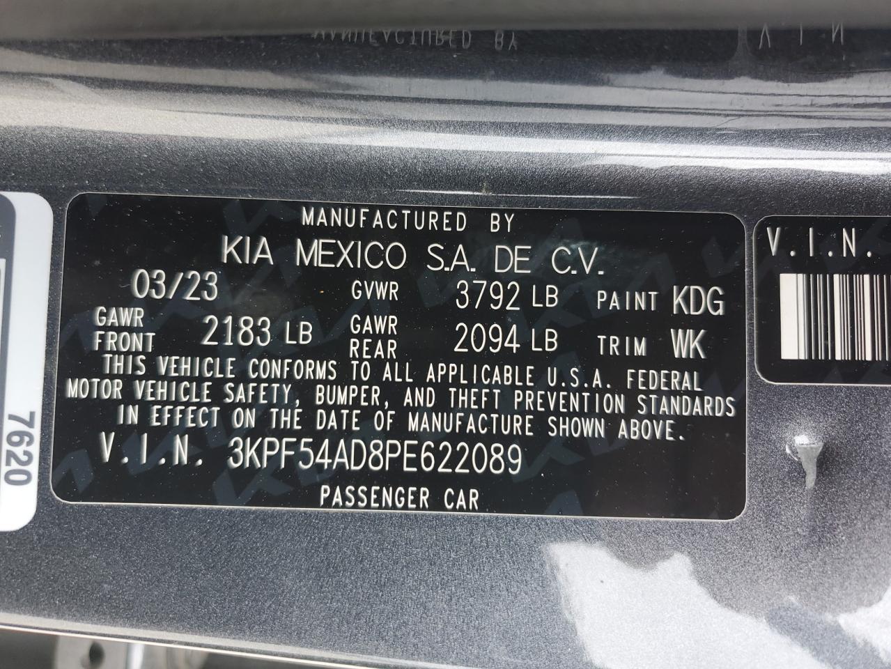 2023 KIA Forte VIN 3KPF54AD8PE622089 Copart auction photo, front end damage thumbnail 12