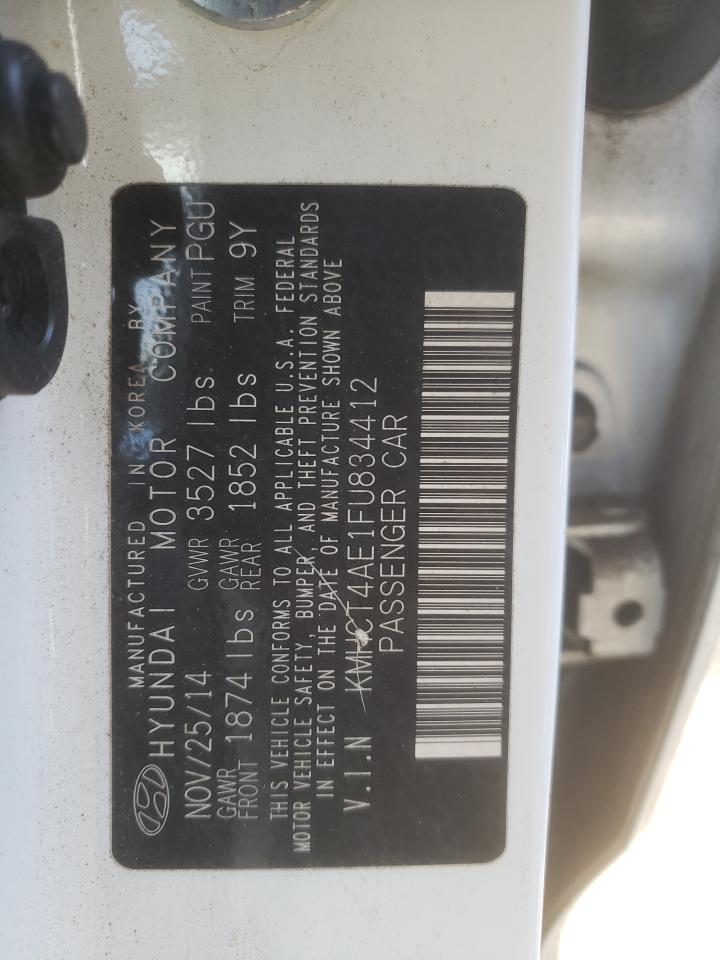 2015 Hyundai Accent VIN KMHCT4AE1FU834412 Copart auction photo, all over damage thumbnail 13