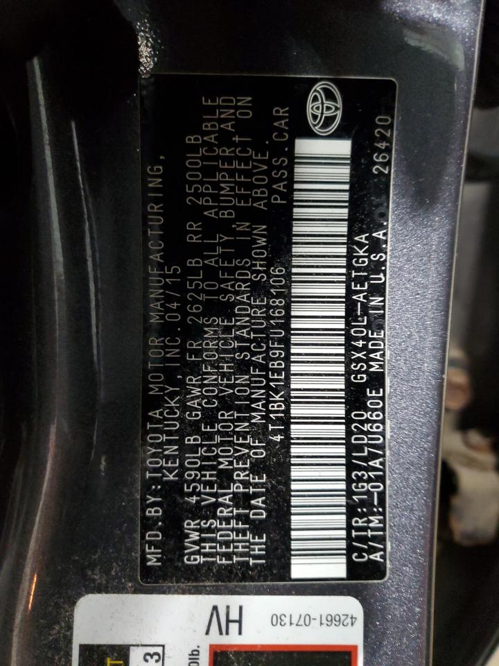 2015 Toyota Avalon VIN 4T1BK1EB9FU168106 Copart auction photo, front end damage thumbnail 13