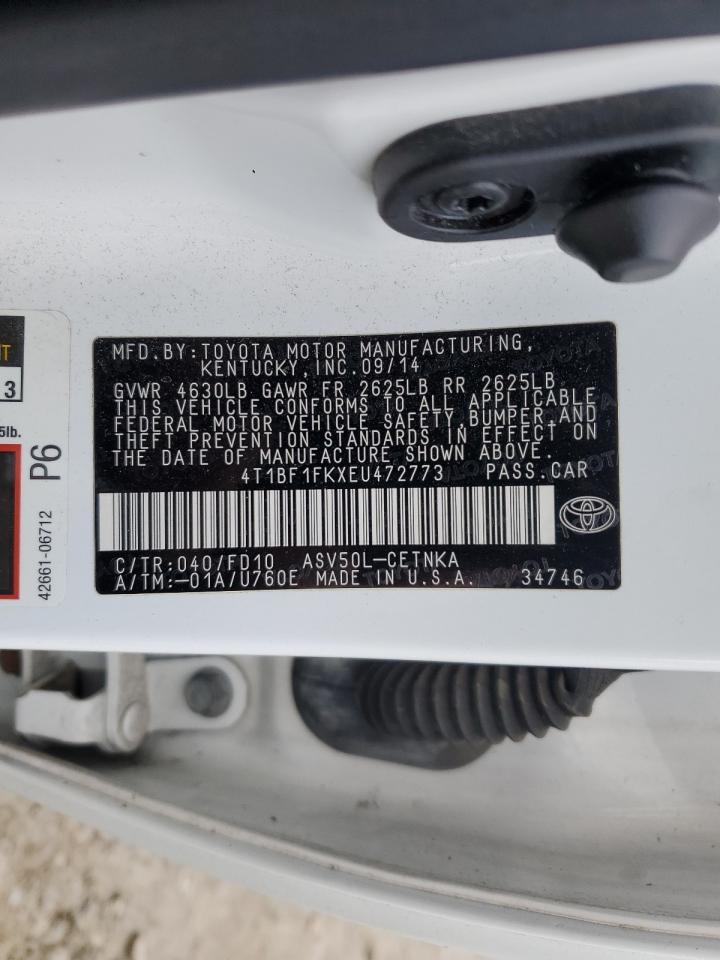 2014 Toyota Camry VIN 4T1BF1FKXEU472773 Copart auction photo, all over damage thumbnail 12