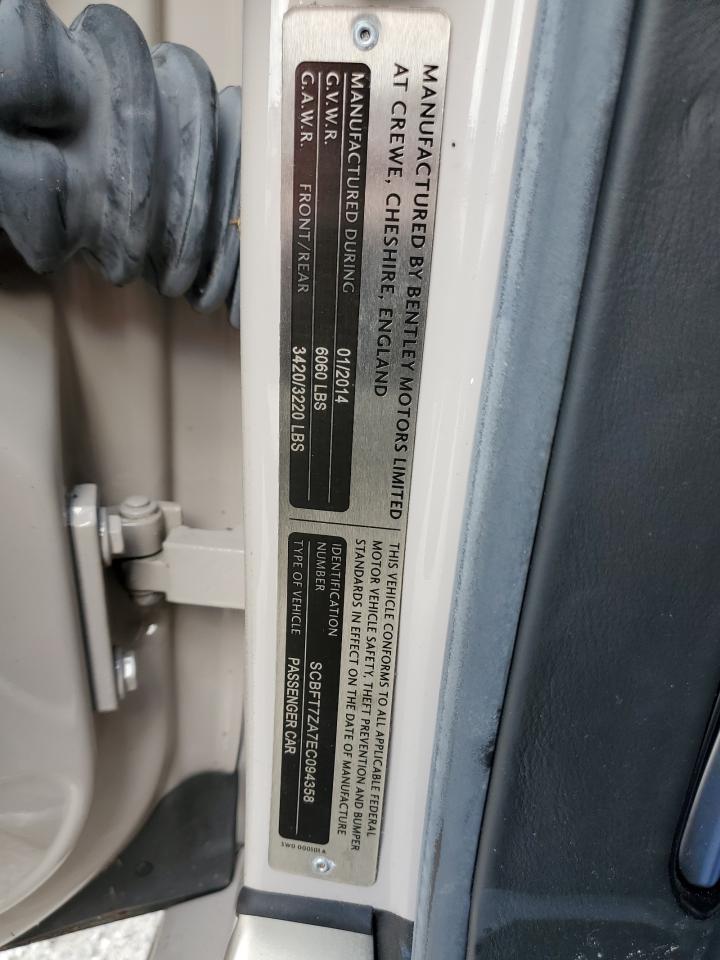 2014 Bentley Continental VIN SCBFT7ZA7EC094358 Copart auction photo, side damage thumbnail 12