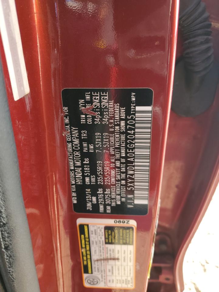 2014 Hyundai Santa Fe VIN 5XYZWDLA0EG204705 Copart auction photo, side / front end damage thumbnail 13