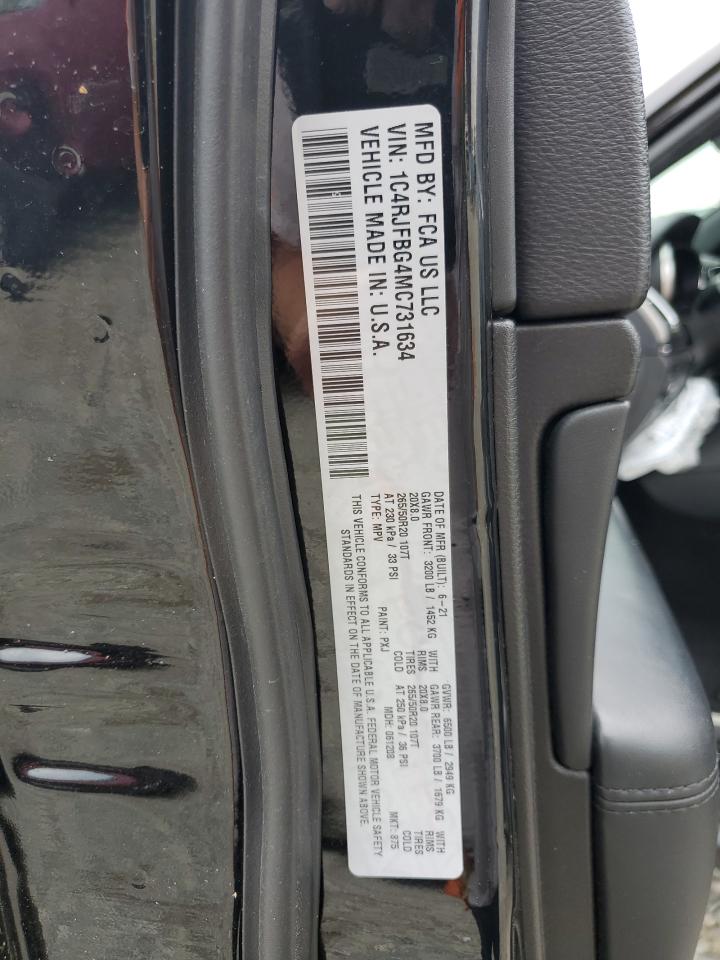 2021 Jeep Grand Cherokee VIN 1C4RJFBG4MC731634 Copart auction photo, front end damage thumbnail 12