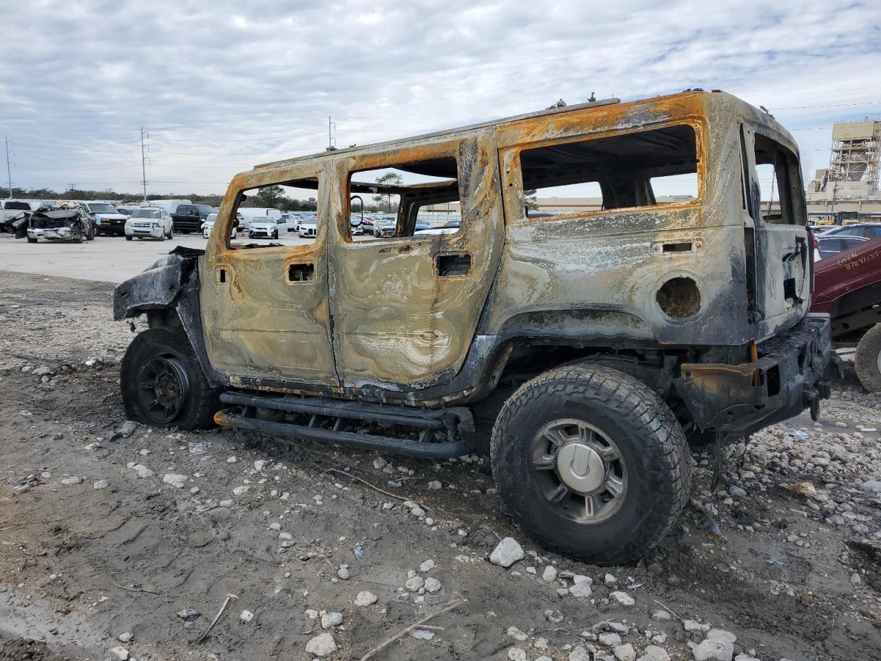 2004 Hummer H2 VIN 5GRGN23U14H117277 Copart auction photo, burn damage thumbnail 2