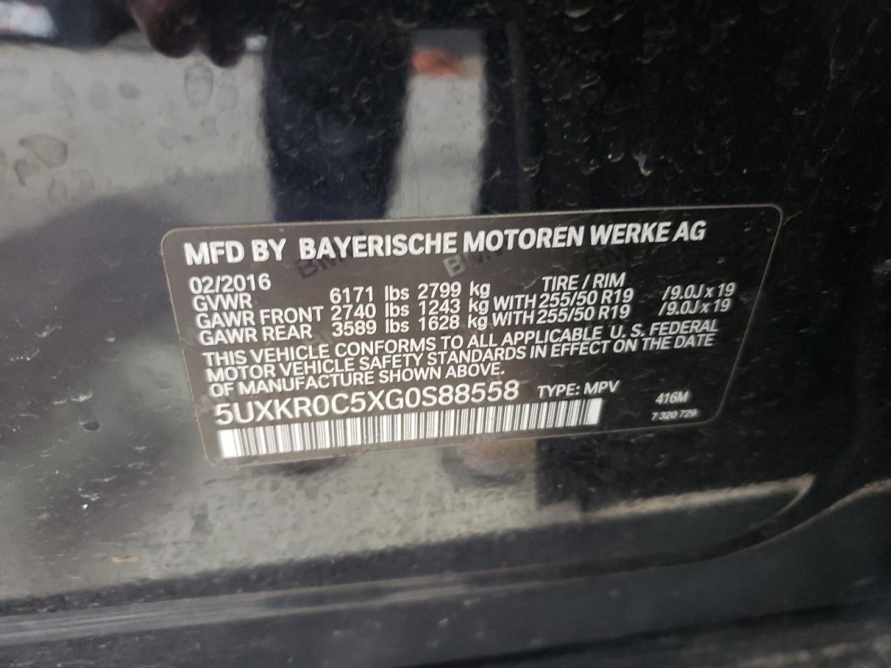 2016 BMW X5 VIN 5UXKR0C5XG0S88558 Copart auction photo, front end damage thumbnail 13