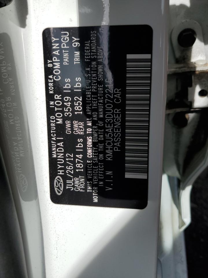 2013 Hyundai Accent VIN KMHCU5AE3DU072216 Copart auction photo, front end damage thumbnail 12