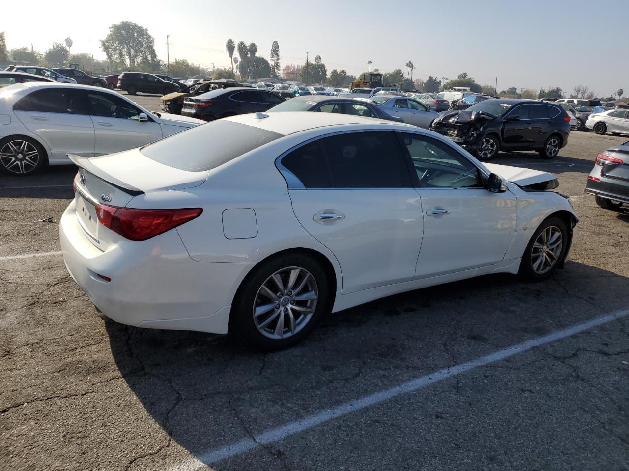 2014 Infiniti Q50 VIN JN1BV7AP7EM687625 Copart auction photo, front end damage thumbnail 3