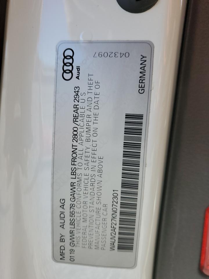 2019 Audi A7 VIN WAUV2AF27KN072301 Copart auction photo, side damage thumbnail 12