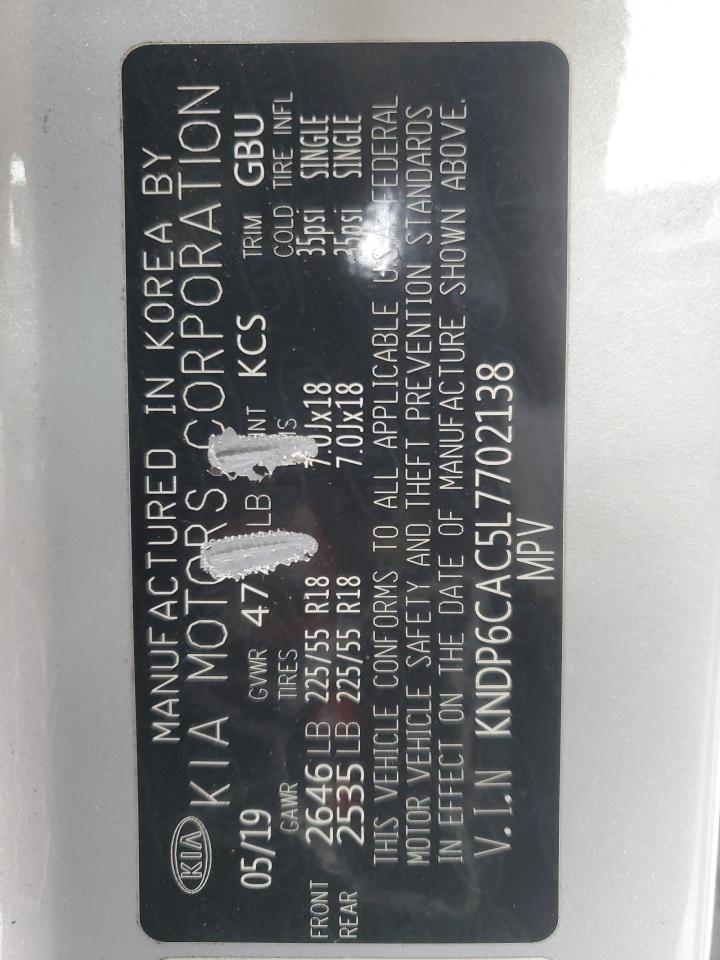2020 KIA Sportage VIN KNDP6CAC5L7702138 Copart auction photo, rear end / front end damage thumbnail 13