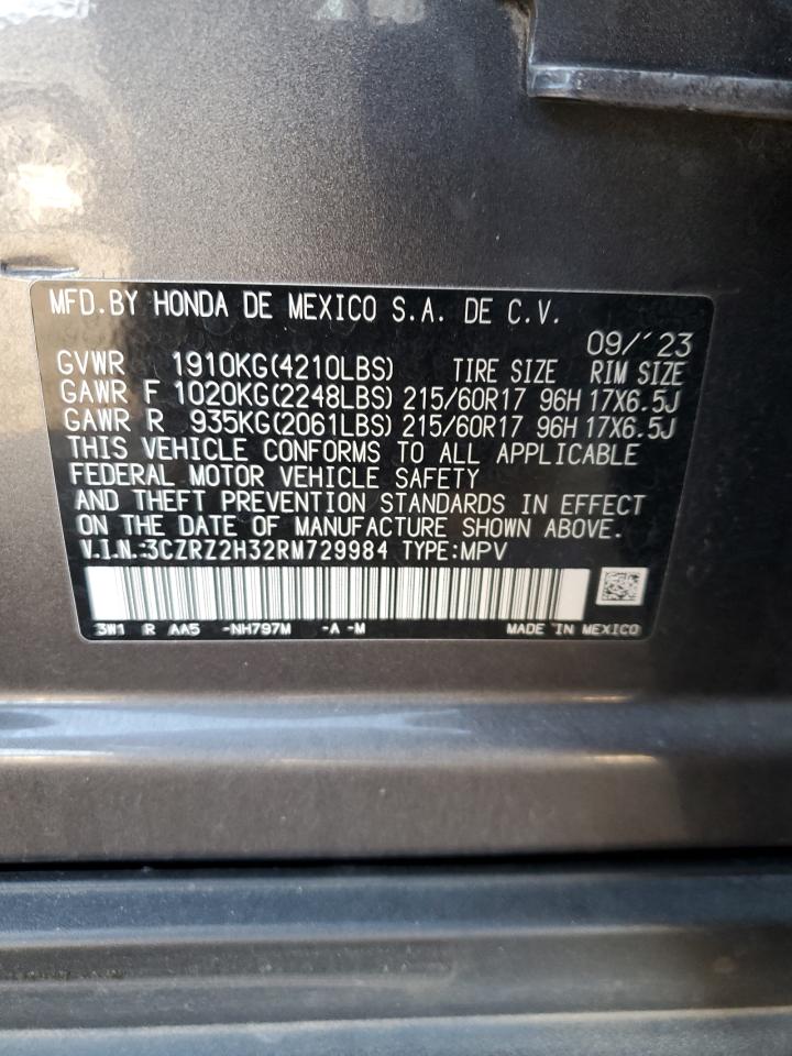 2024 Honda HR-V VIN 3CZRZ2H32RM729984 Copart auction photo, front end / minor dent/scratches damage thumbnail 15