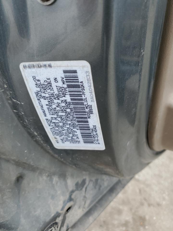 2000 Toyota Sienna VIN 4T3ZF13C9YU288786 Copart auction photo, front end damage thumbnail 13