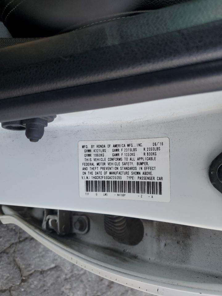 2016 Honda Accord VIN 1HGCR2F55GA235095 Copart auction photo, front end / side damage thumbnail 14