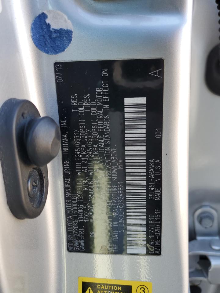 2013 Toyota Highlander VIN 5TDBK3EHXDS246821 Copart auction photo, rear end / minor dent/scratches damage thumbnail 15