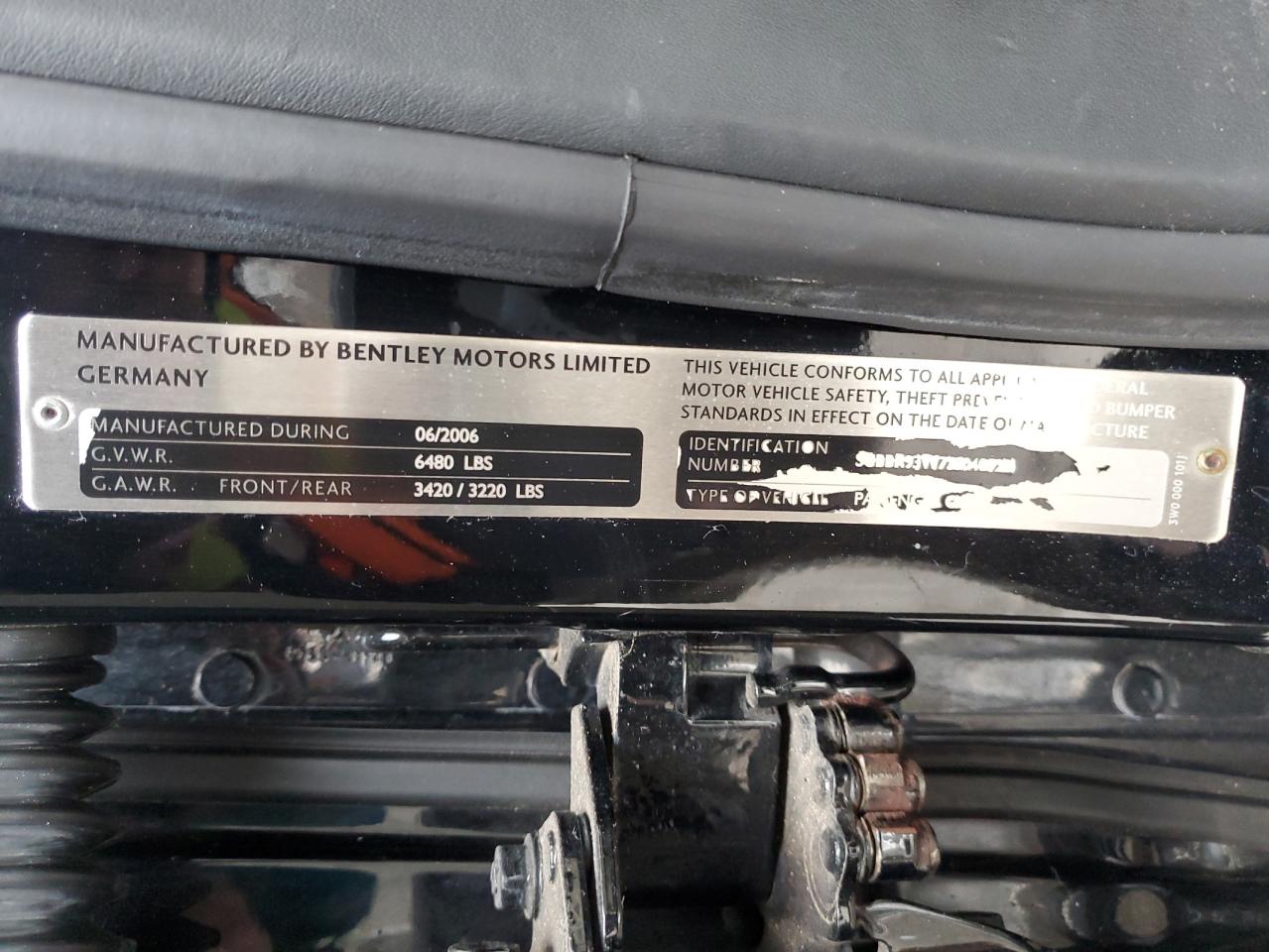 2007 Bentley Continental VIN SCBBR93W778040920 Copart auction photo, side / rear end damage thumbnail 14