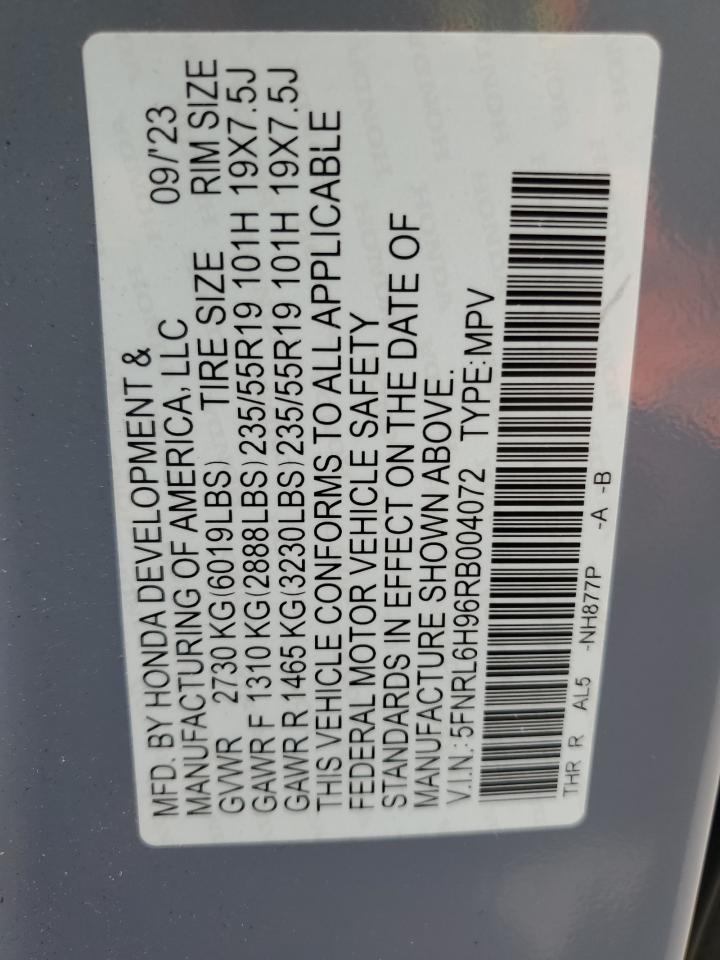 2024 Honda Odyssey VIN 5FNRL6H96RB004072 Copart auction photo, front end damage thumbnail 15