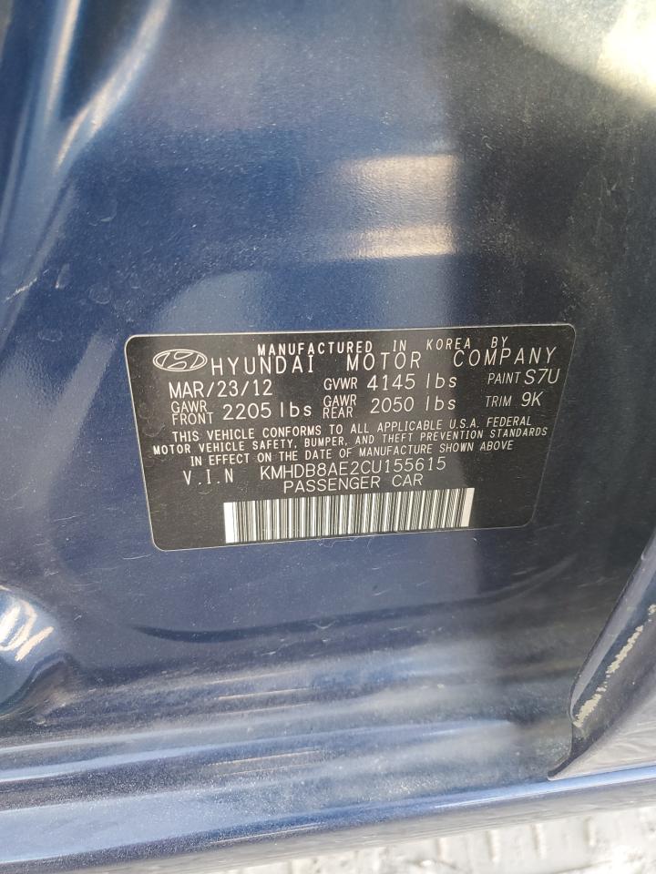 2012 Hyundai Elantra VIN KMHDB8AE2CU155615 Copart auction photo, front end damage thumbnail 16