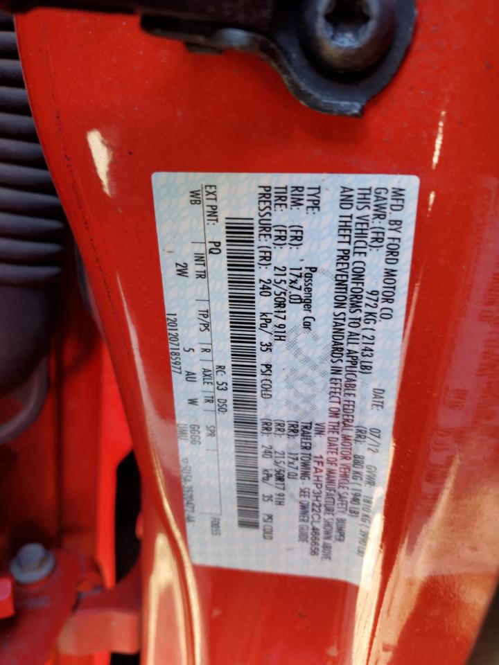 2012 Ford Focus VIN 1FAHP3H22CL466656 Copart auction photo, rear end / side damage thumbnail 12
