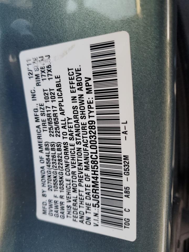 2012 Honda CR-V VIN 5J6RM4H58CL003289 Copart auction photo, front end damage thumbnail 15