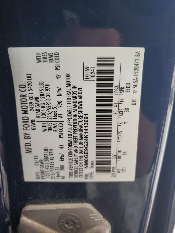 2019 Ford Transit VIN NM0GE9G24K1413691 Copart auction photo, all over damage thumbnail 14