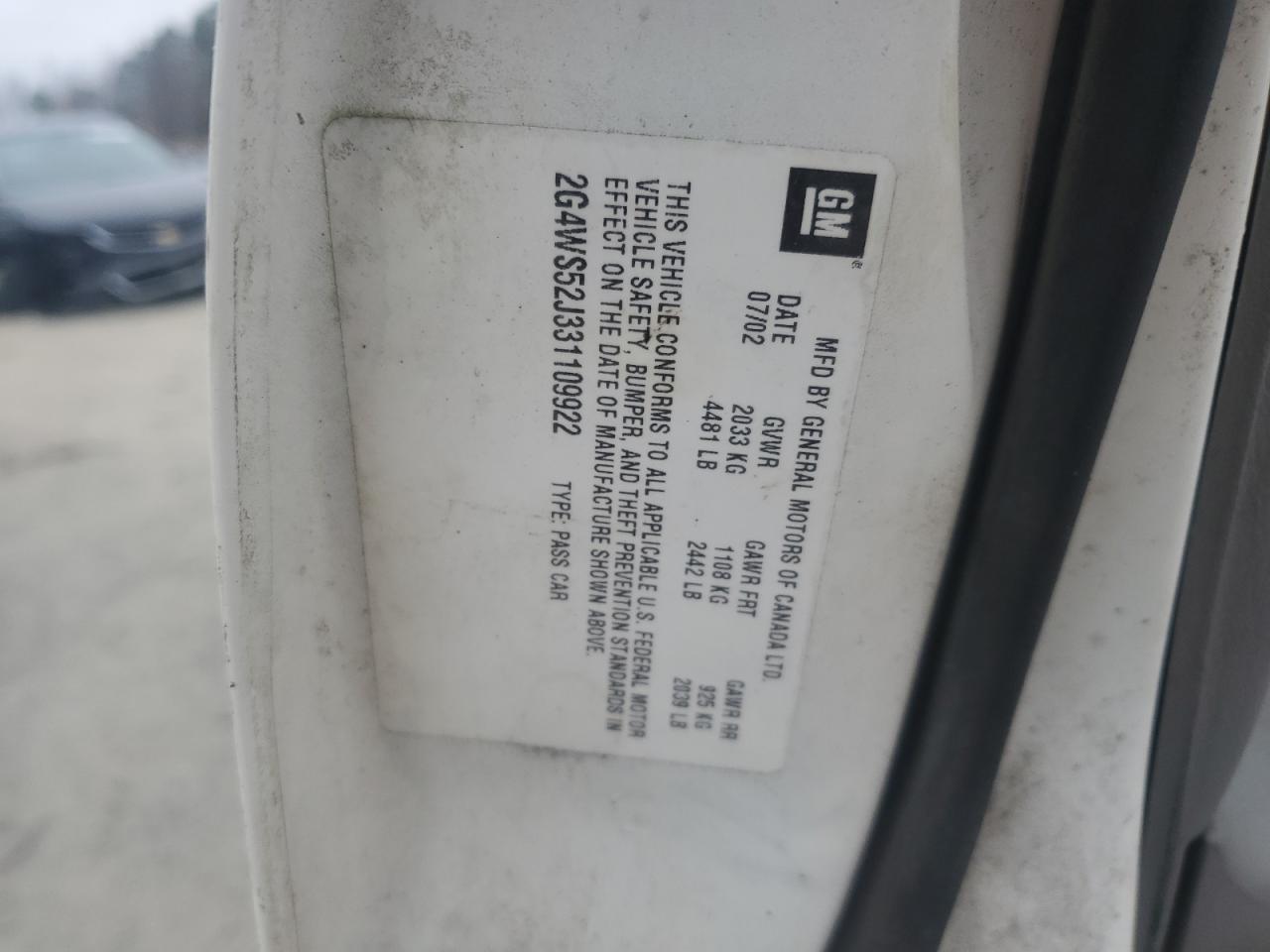 2003 Buick Century VIN 2G4WS52J331109922 Copart auction photo, front end / minor dent/scratches damage thumbnail 14