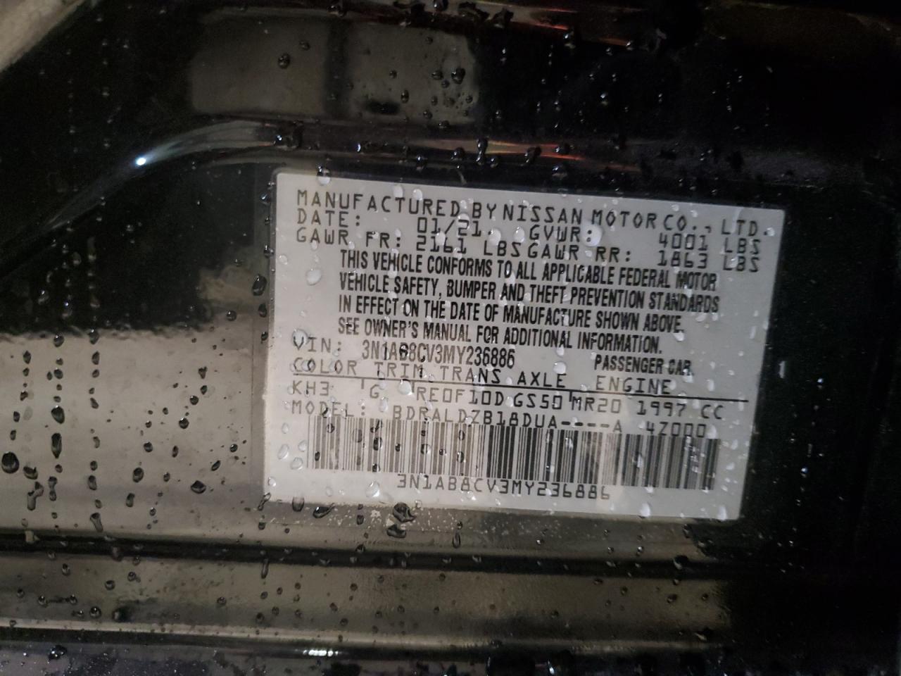 2021 Nissan Sentra VIN 3N1AB8CV3MY236886 Copart auction photo, front end damage thumbnail 12
