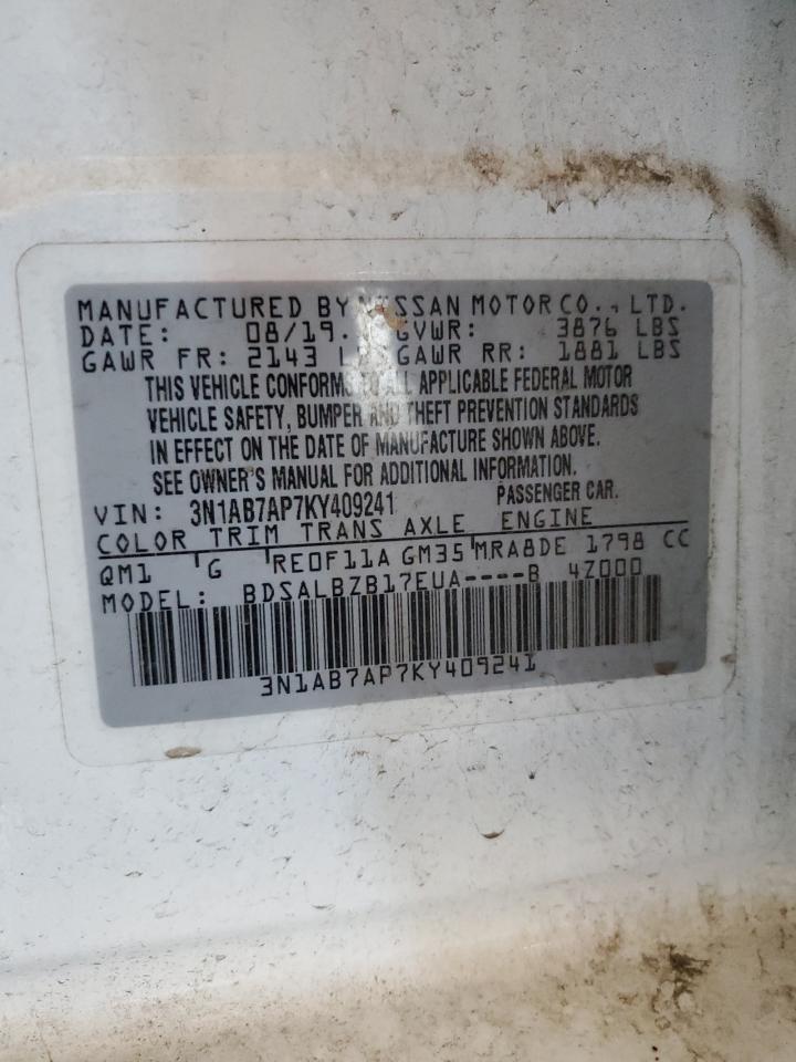 2019 Nissan Sentra VIN 3N1AB7AP7KY409241 Copart auction photo, front end damage thumbnail 12
