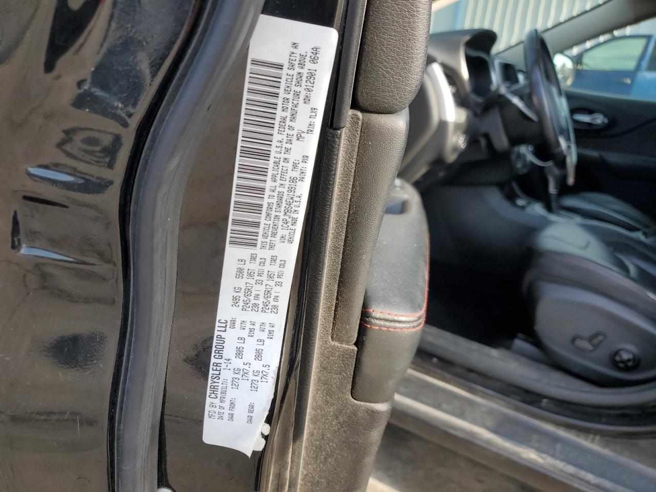 2014 Jeep Cherokee VIN 1C4PJMBS4EW199186 Copart auction photo, rear end damage thumbnail 15