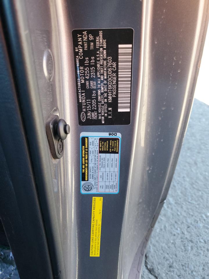 2012 Hyundai Genesis VIN KMHHT6KD3CU067603 Copart auction photo, front end / mechanical damage thumbnail 12