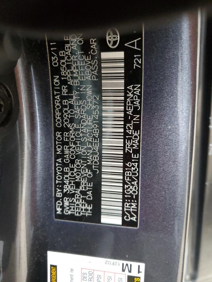 2011 Toyota Corolla VIN JTDBU4EE4B9145372 Copart auction photo, all over damage thumbnail 13