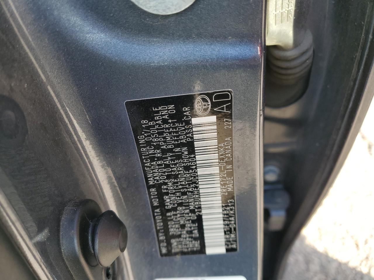 2018 Toyota Corolla VIN 2T1BURHE2JC054604 Copart auction photo, front end damage thumbnail 13