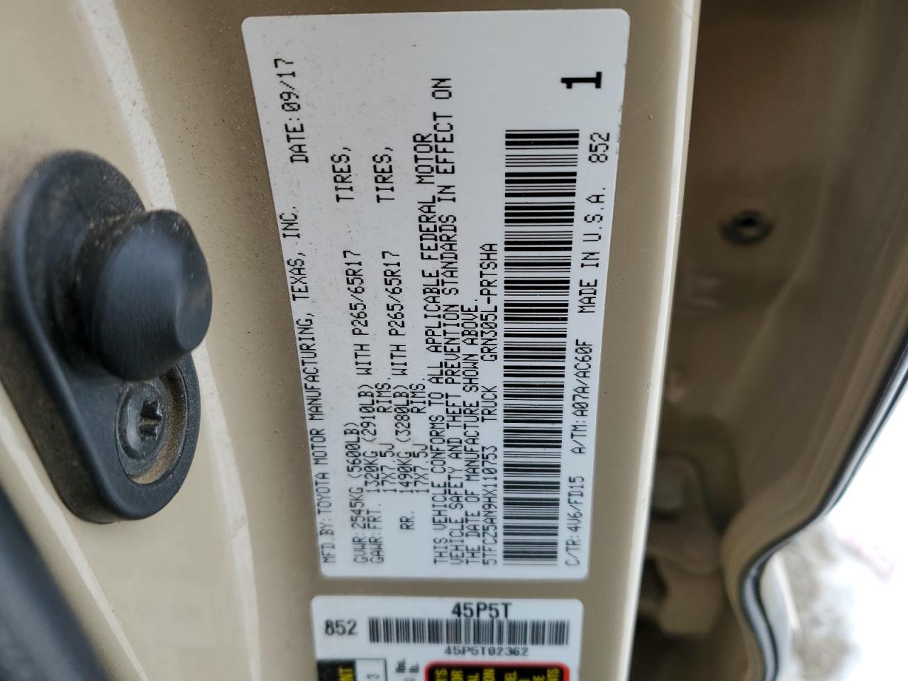 2017 Toyota Tacoma VIN 5TFCZ5AN9HX110753 Copart auction photo, all over / mechanical damage thumbnail 13