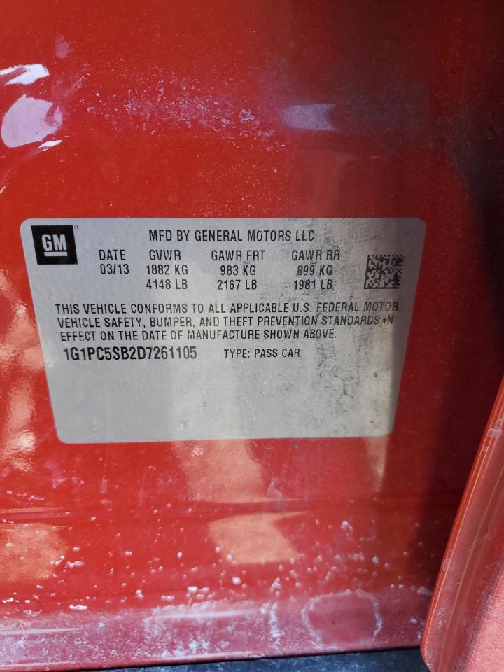 2013 Chevrolet Cruze VIN 1G1PC5SB2D7261105 Copart auction photo, front end / undercarriage damage thumbnail 15