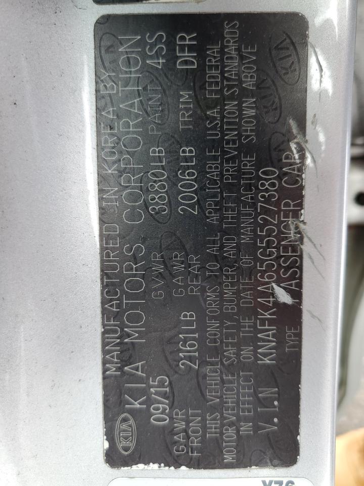 2016 KIA Forte VIN KNAFK4A65G5527380 Copart auction photo, side / minor dent/scratches damage thumbnail 12