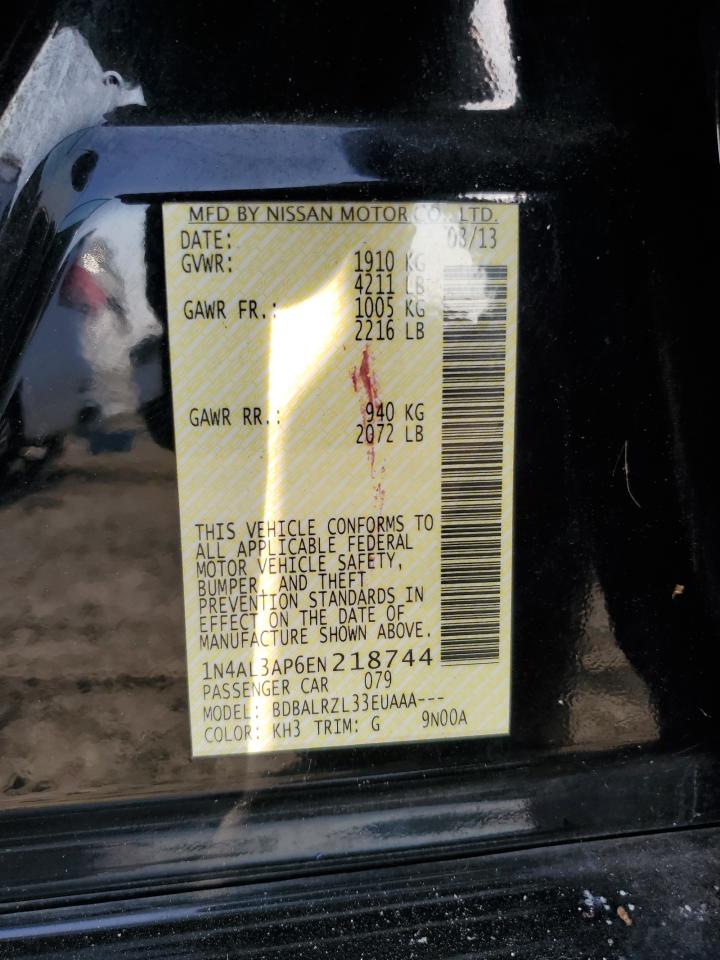 2014 Nissan Altima VIN 1N4AL3AP6EN218744 Copart auction photo, front end / side damage thumbnail 12