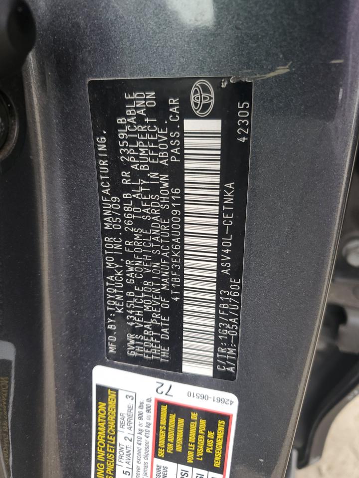 2010 Toyota Camry VIN 4T1BF3EK6AU009116 Copart auction photo, front end damage thumbnail 14