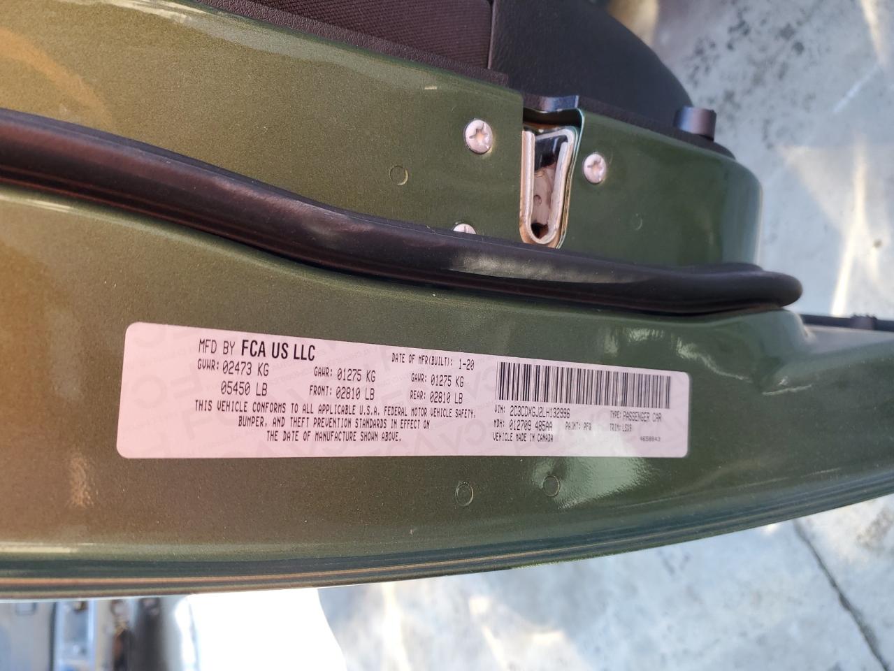 2020 Dodge Charger VIN 2C3CDXGJ2LH132996 Copart auction photo, side / undercarriage damage thumbnail 14