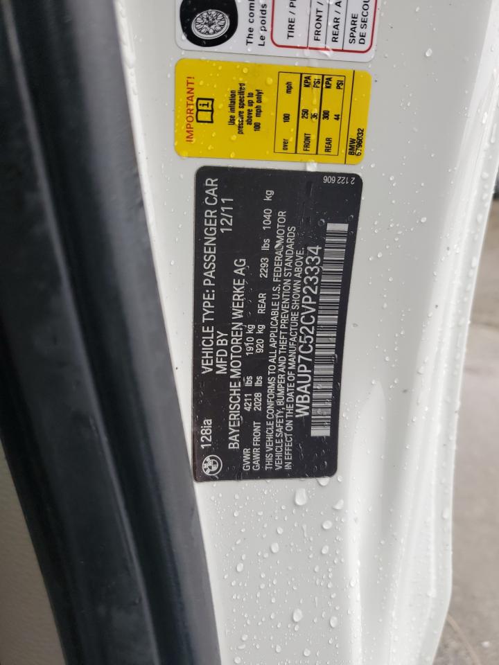 2012 BMW 1er VIN WBAUP7C52CVP23334 Copart auction photo, front end damage thumbnail 14