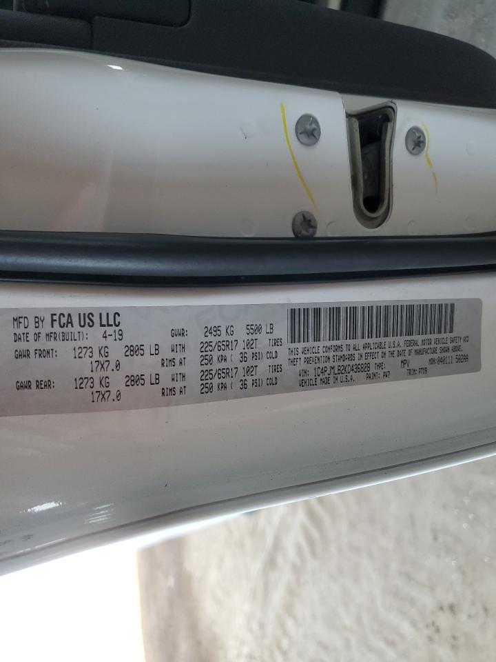 2019 Jeep Grand Cherokee VIN 1C4PJMLB2KD436828 Copart auction photo, front end damage thumbnail 13
