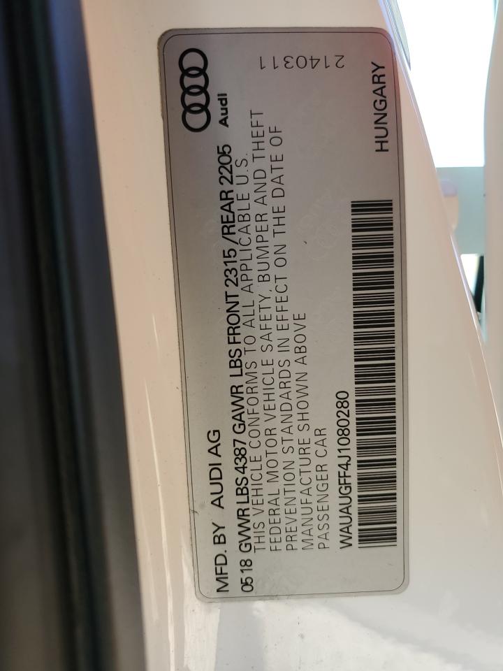2018 Audi A3 VIN WAUAUGFF4J1080280 Copart auction photo, front end damage thumbnail 12