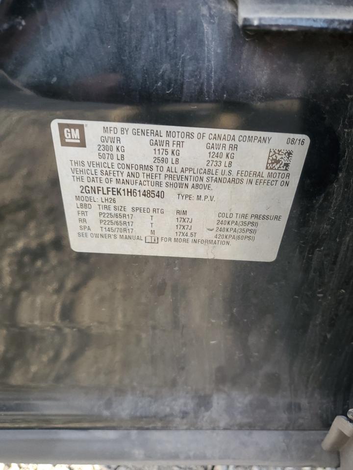 2017 Chevrolet Equinox VIN 2GNFLFEK1H6148540 Copart auction photo, front end damage thumbnail 13