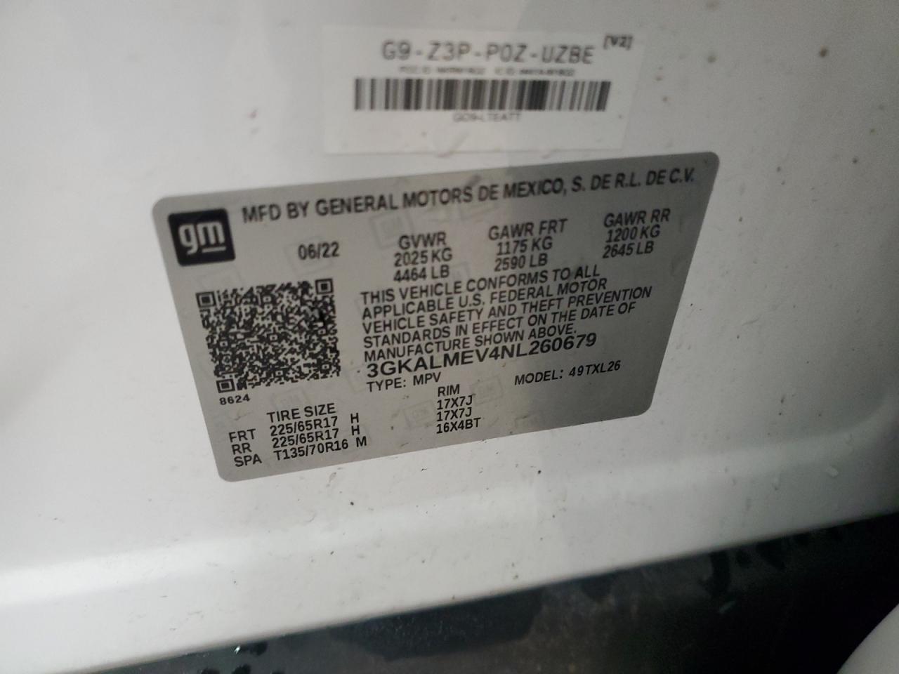 2022 GMC Terrain VIN 3GKALMEV4NL260679 Copart auction photo, rear end damage thumbnail 13