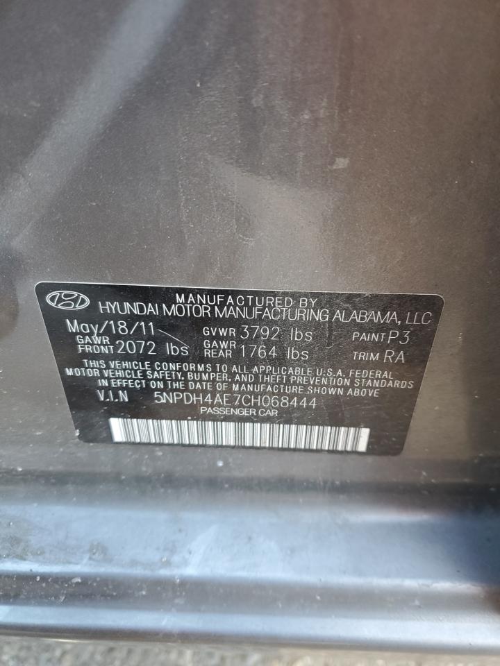2012 Hyundai Elantra VIN 5NPDH4AE7CH068444 Copart auction photo, rear end / front end damage thumbnail 12