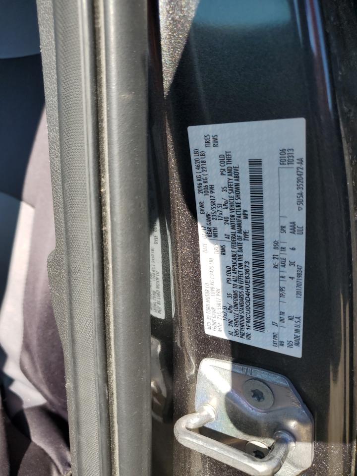 2017 Ford Escape VIN 1FMCU0GD4HUE63673 Copart auction photo, top/roof damage thumbnail 12