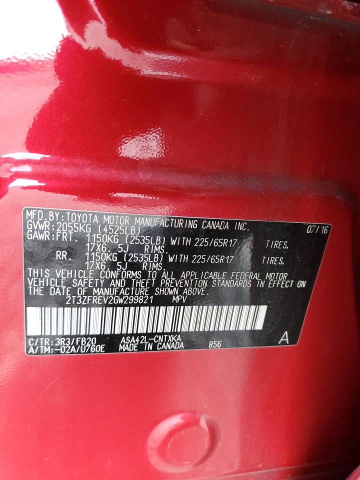 2016 Toyota RAV 4 VIN 2T3ZFREV2GW299821 Copart auction photo, minor dent/scratches damage thumbnail 13