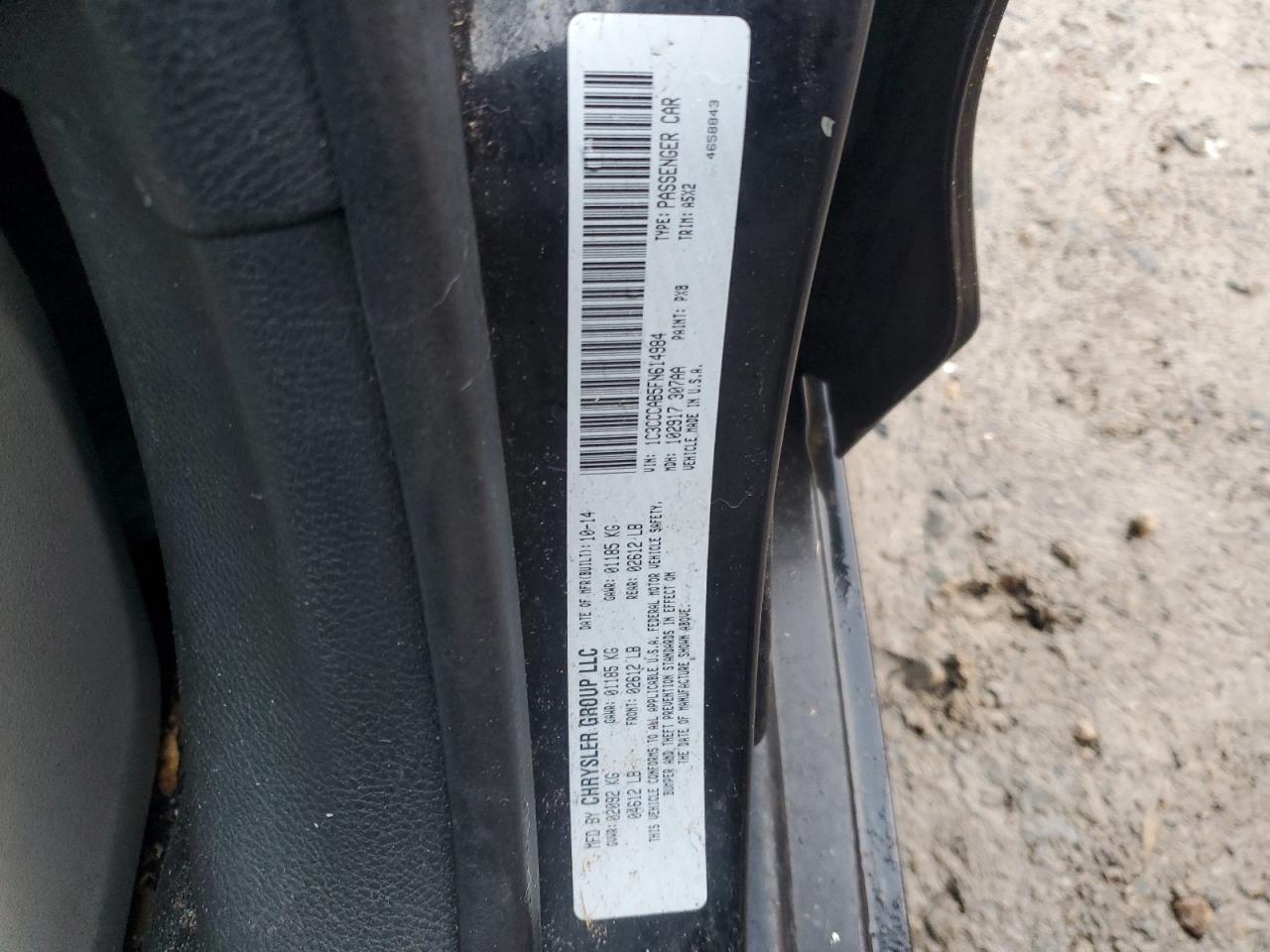 2015 Chrysler 200 VIN 1C3CCCAB5FN614984 Copart auction photo, front end / minor dent/scratches damage thumbnail 14