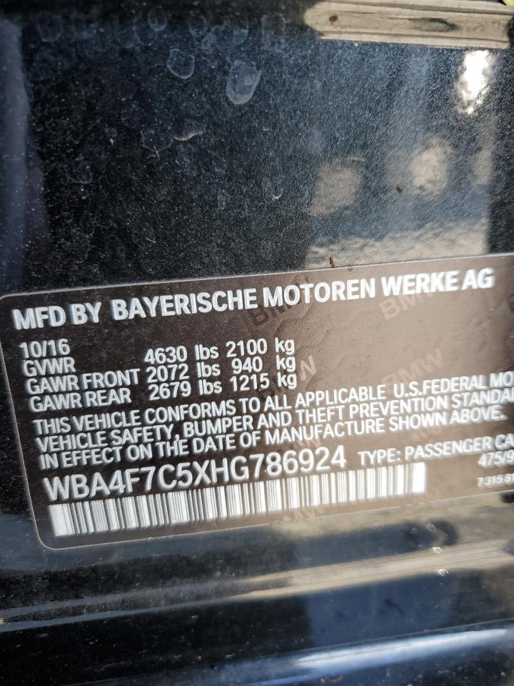 2017 BMW 4er VIN WBA4F7C5XHG786924 Copart auction photo, front end damage thumbnail 13
